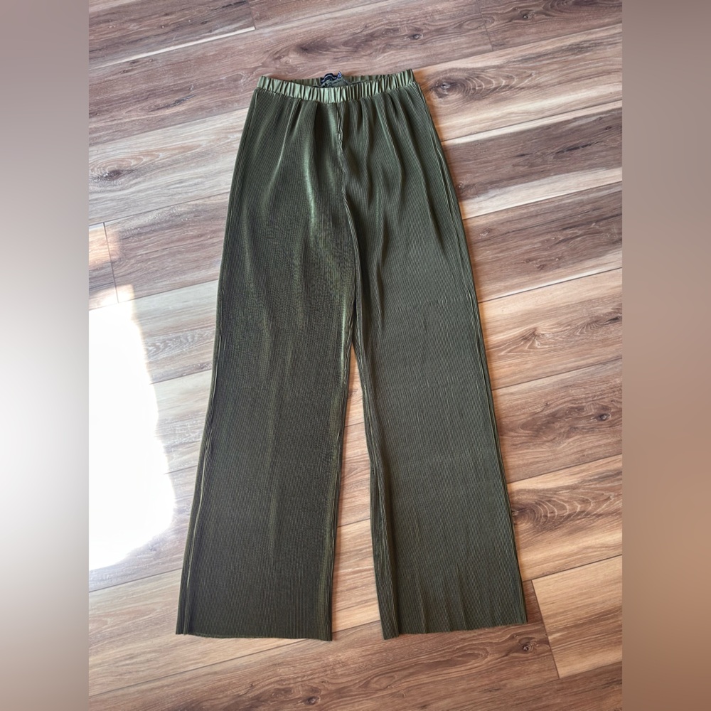 Olive Green Wide-Leg Pants